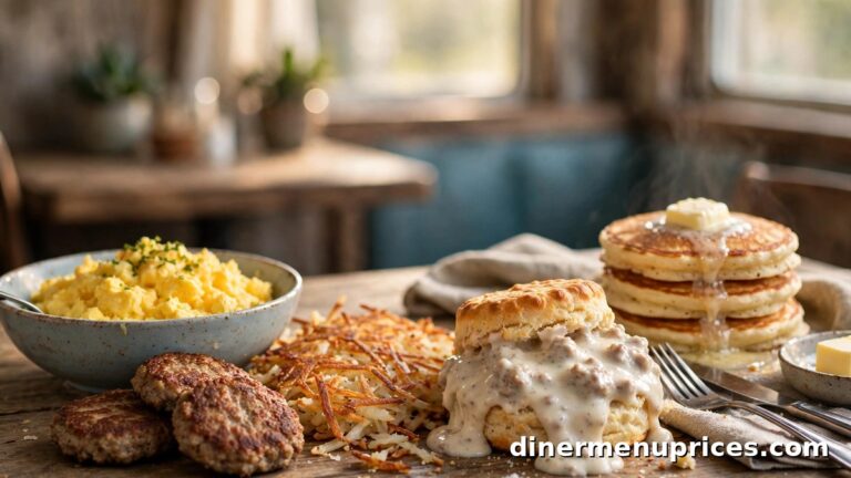 Farmhouse breakfast spread with Bob Evans menu prices 2026 guide